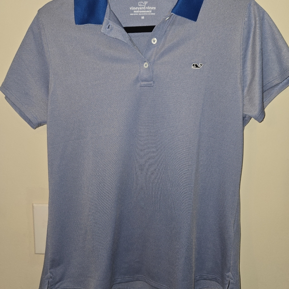 Vineyard Vines Performance Women's Pique Polo Solid Yacht Blue Stretch New - Picture 7 of 7